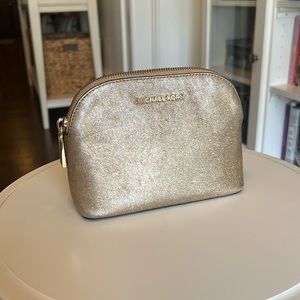 MICHEAL Micheal Kors Gold Leather Makeup Pouch